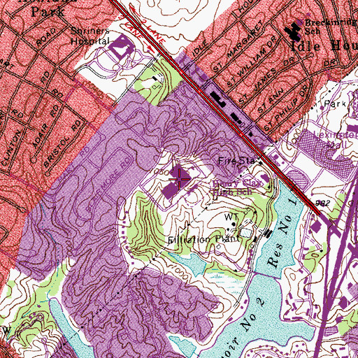 Topographic Map of Henry Clay High School, KY