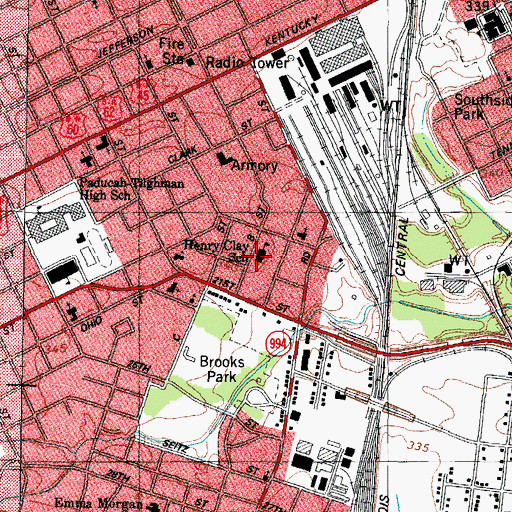 Topographic Map of Henry Clay School, KY