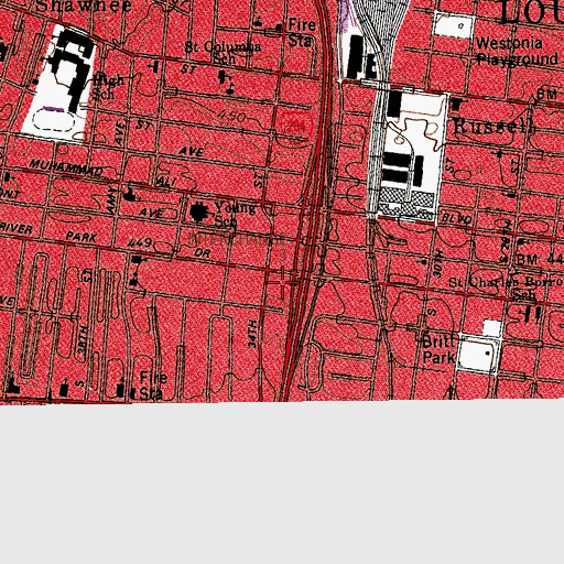 Topographic Map of Henry Clay School, KY