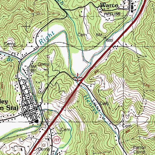 Topographic Map of Henrys Branch, KY
