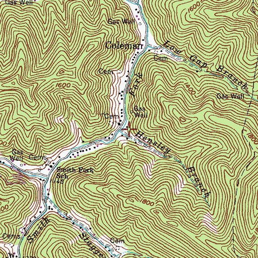 Topographic Map of Hensley Branch, KY