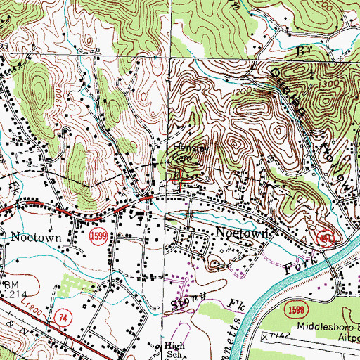 Topographic Map of Hensley Cemetery, KY
