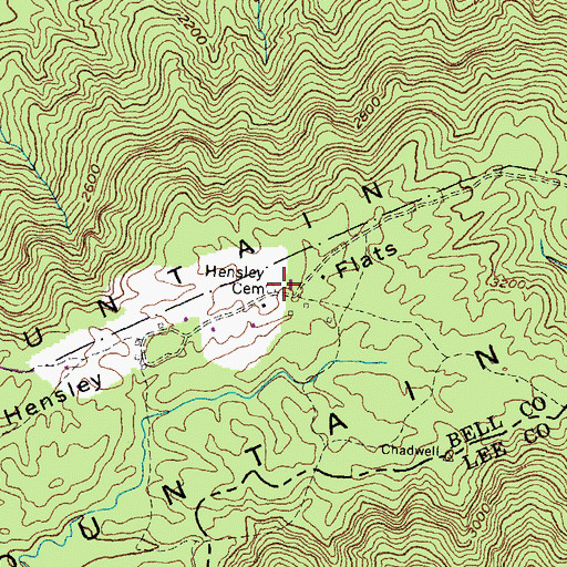 Topographic Map of Hensley Cemetery, KY