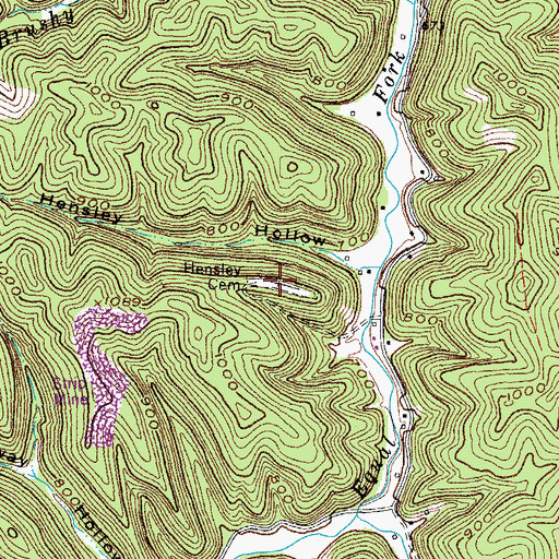 Topographic Map of Hensley Cemetery, KY