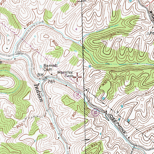 Topographic Map of Hensley Cemetery, KY