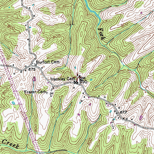 Topographic Map of Hensley Cemetery, KY