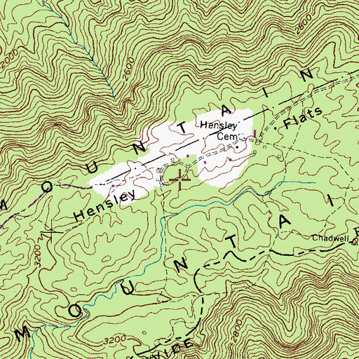 Topographic Map of Hensley Flats, KY