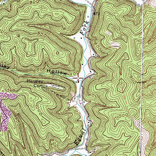 Topographic Map of Hensley Hollow, KY