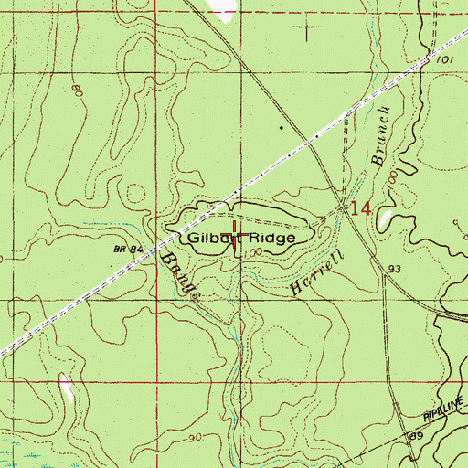 Topographic Map of Gilbert Ridge, AR
