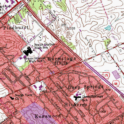 Topographic Map of Hermitage Hills, KY