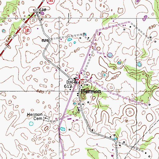 Topographic Map of Hermon, KY