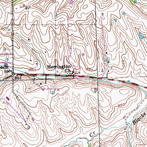 Topographic Map of Herrington Church, KY