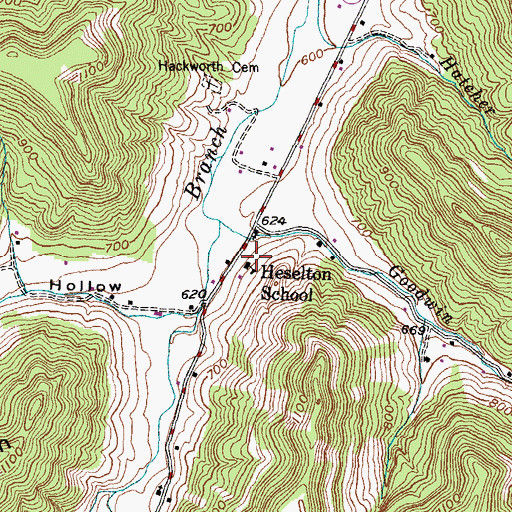 Topographic Map of Heselton School, KY