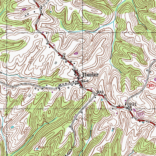 Topographic Map of Hesler, KY