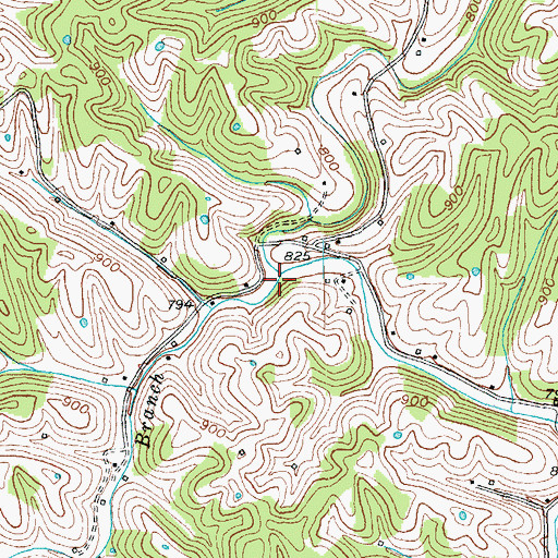 Topographic Map of Hess Branch, KY