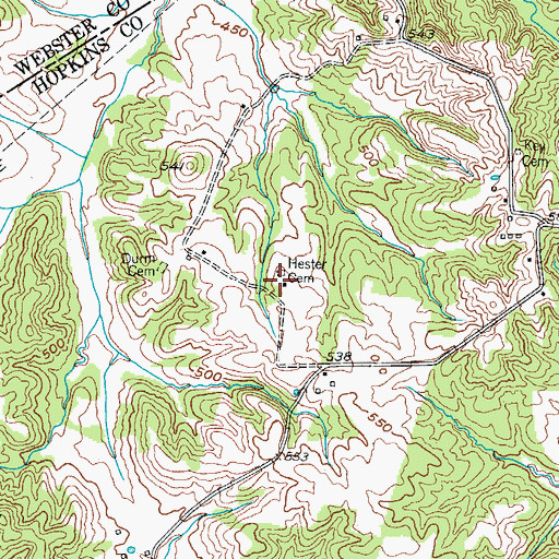 Topographic Map of Hester Cemetery, KY