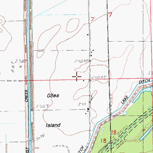 Topographic Map of Giles Island, AR