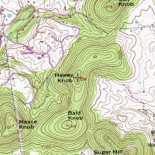 Topographic Map of Hewey Knob, KY