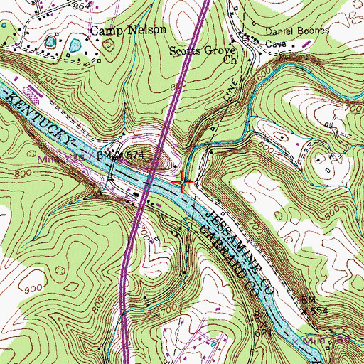 Topographic Map of Hickman Creek, KY