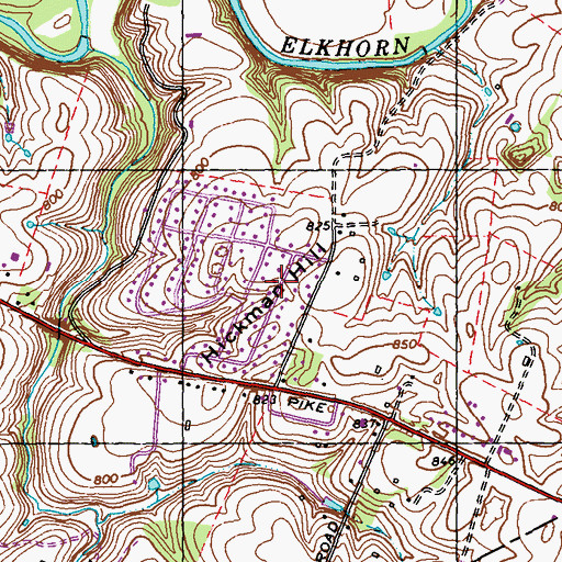 Topographic Map of Hickman Hill, KY