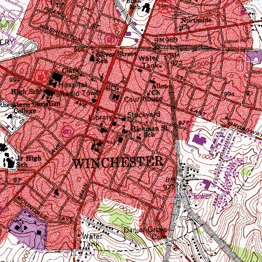 Topographic Map of Hickman Street School, KY