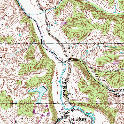 Topographic Map of Hickory Camp Run, KY