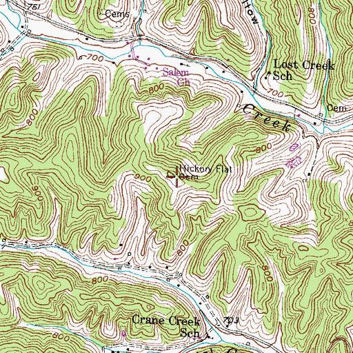 Topographic Map of Hickory Flat Cemetery, KY