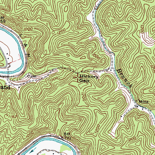 Topographic Map of Hickory Gap, KY