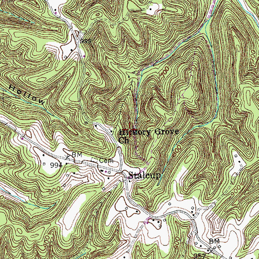Topographic Map of Hickory Grove Church, KY