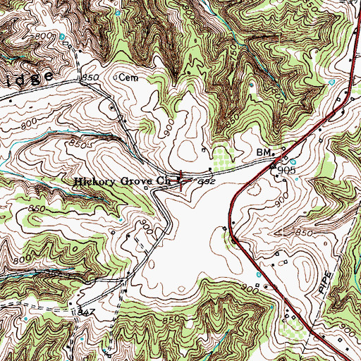 Topographic Map of Hickory Grove Church, KY