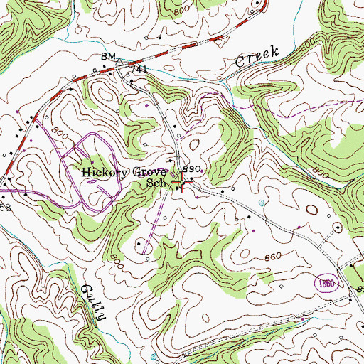 Topographic Map of Hickory Grove School, KY