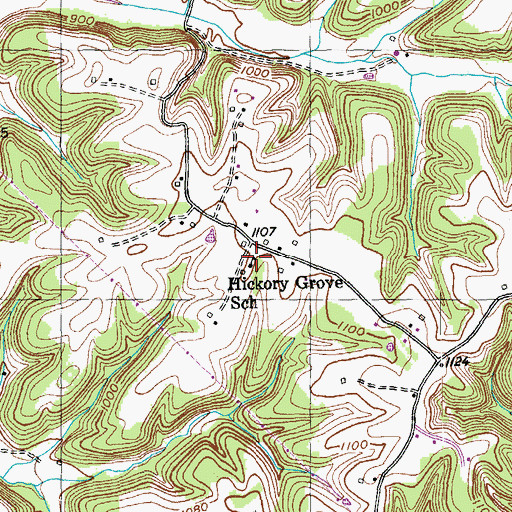 Topographic Map of Hickory Grove School, KY