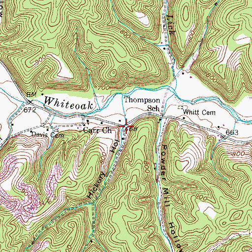 Topographic Map of Hickory Hollow, KY