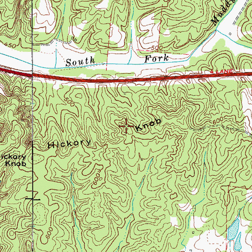 Topographic Map of Hickory Knob, KY