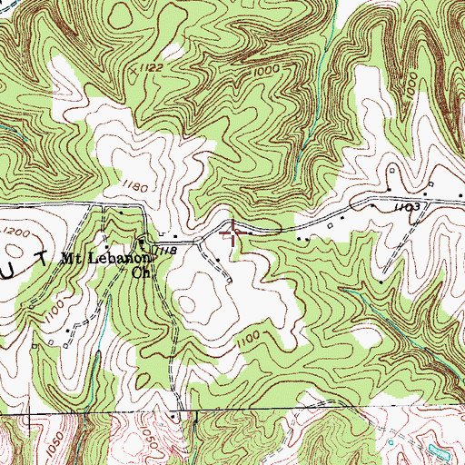 Topographic Map of Hickory Nut Ridge, KY