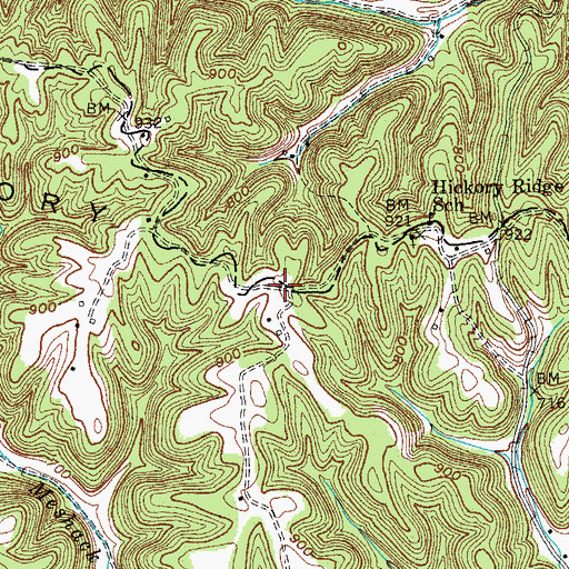 Topographic Map of Hickory Ridge, KY