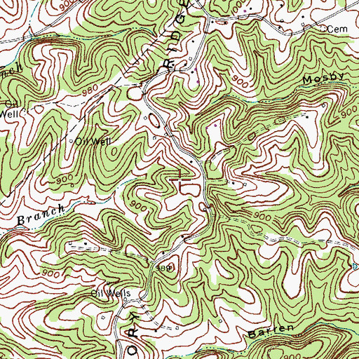 Topographic Map of Hickory Ridge, KY