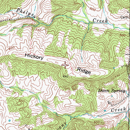 Topographic Map of Hickory Ridge, KY