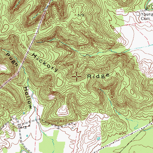 Topographic Map of Hickory Ridge, KY