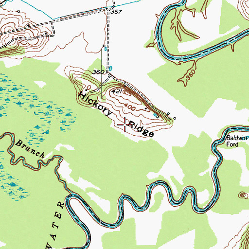 Topographic Map of Hickory Ridge, KY