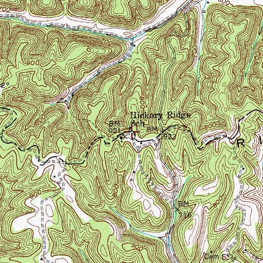 Topographic Map of Hickory Ridge School, KY