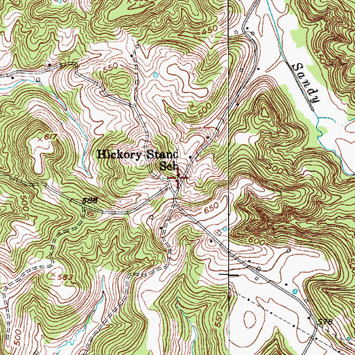 Topographic Map of Hickory Stand School, KY