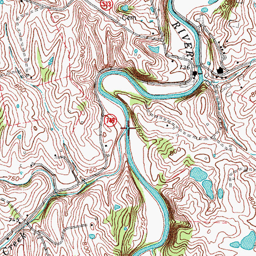 Topographic Map of Hickorynut Creek, KY