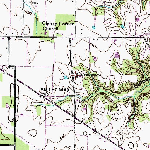 Topographic Map of Hicks Cemetery, KY