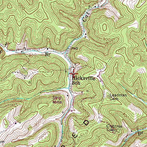 Topographic Map of Hicksville School, KY