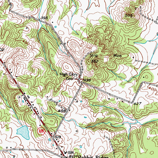 Topographic Map of High Glory Cemetery, KY