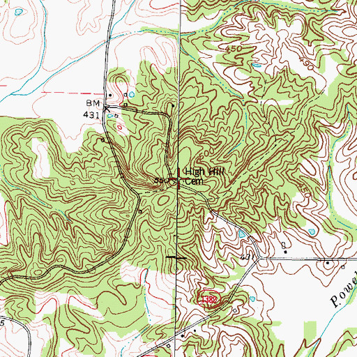 Topographic Map of High Hill Cemetery, KY