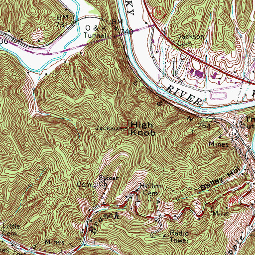 Topographic Map of High Knob, KY