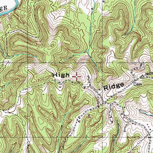 Topographic Map of High Ridge, KY