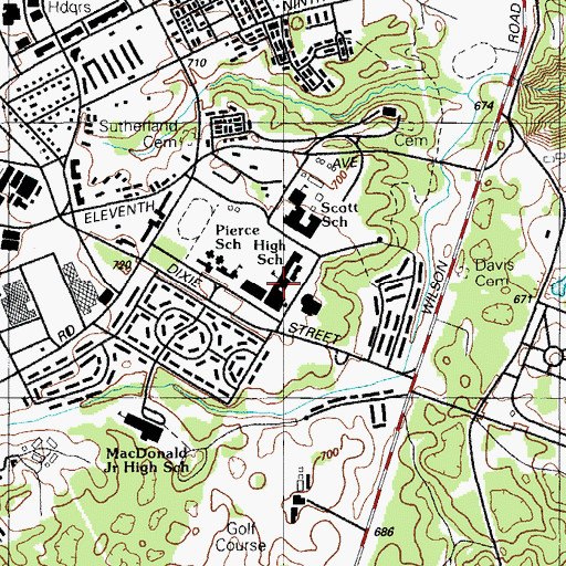 Topographic Map of High School, KY